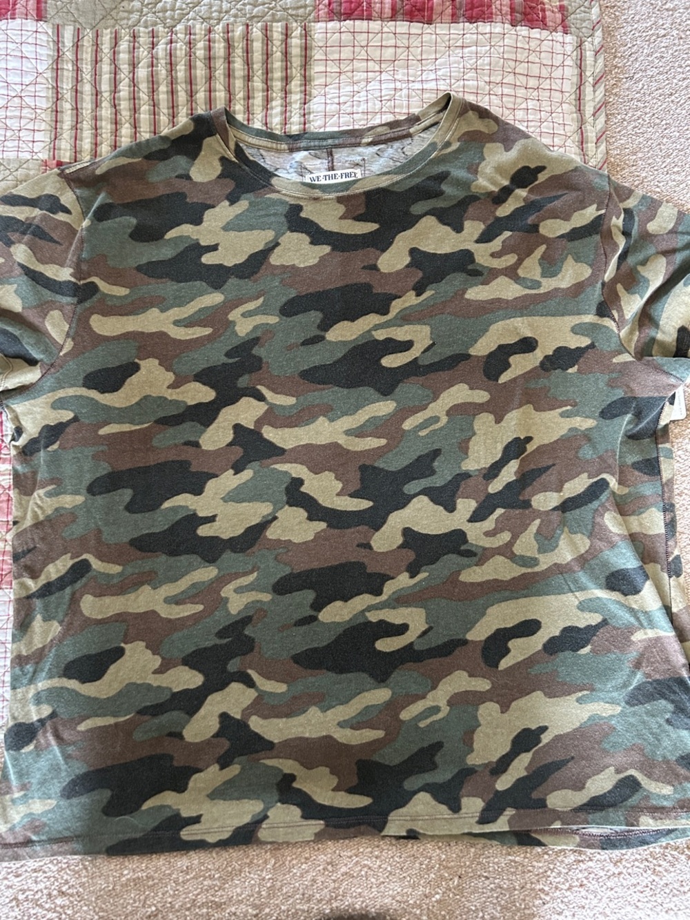 Free People Camouflage Short Sleeve Tee - Green/Brown/Black